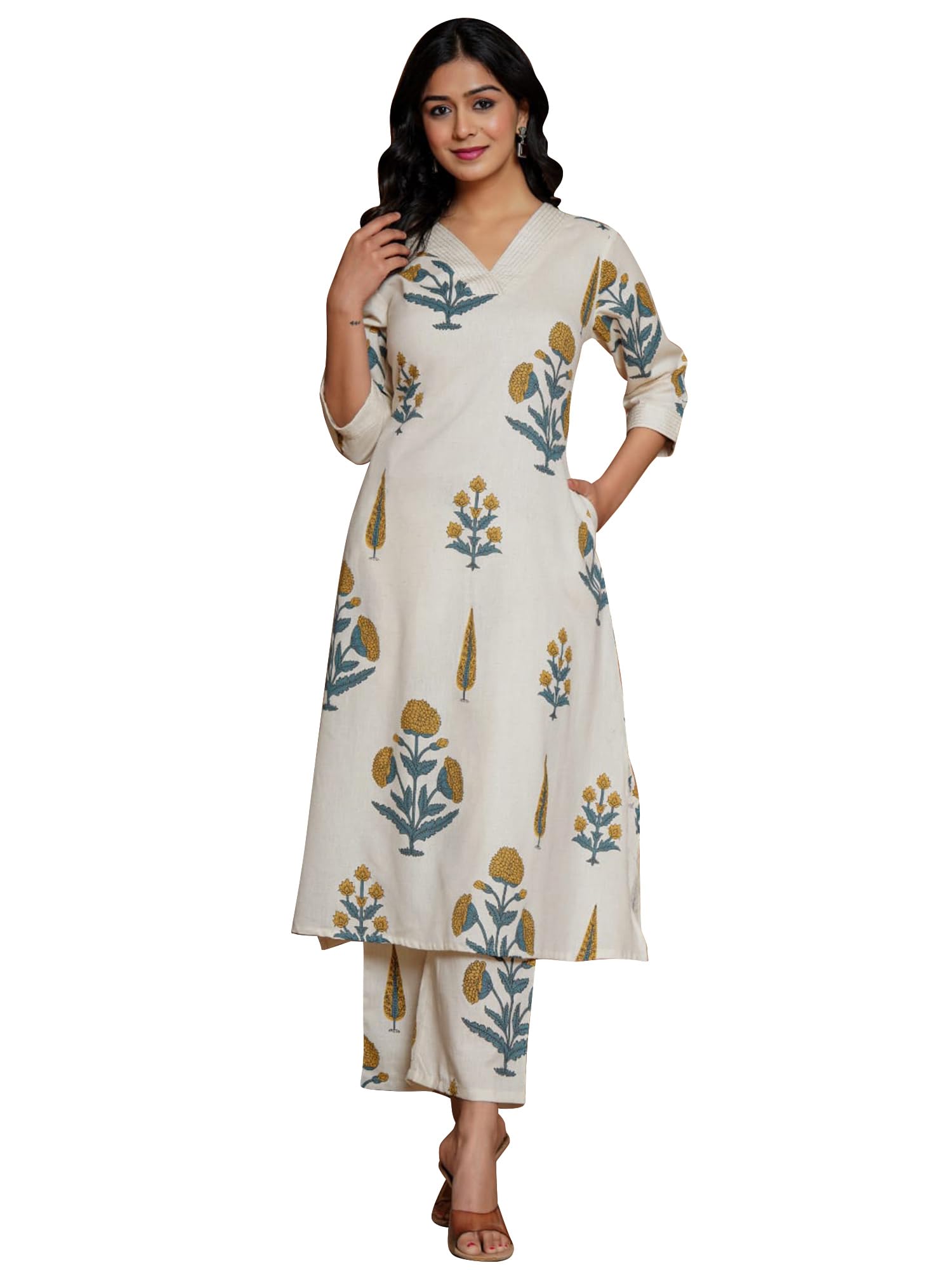 indo era Women's Catton Ethnic Co-Ord Set | Kurta Pant Set | Kurta Palazzo Set | Stylish Cotton Suit Set for Women,10071-picture-38