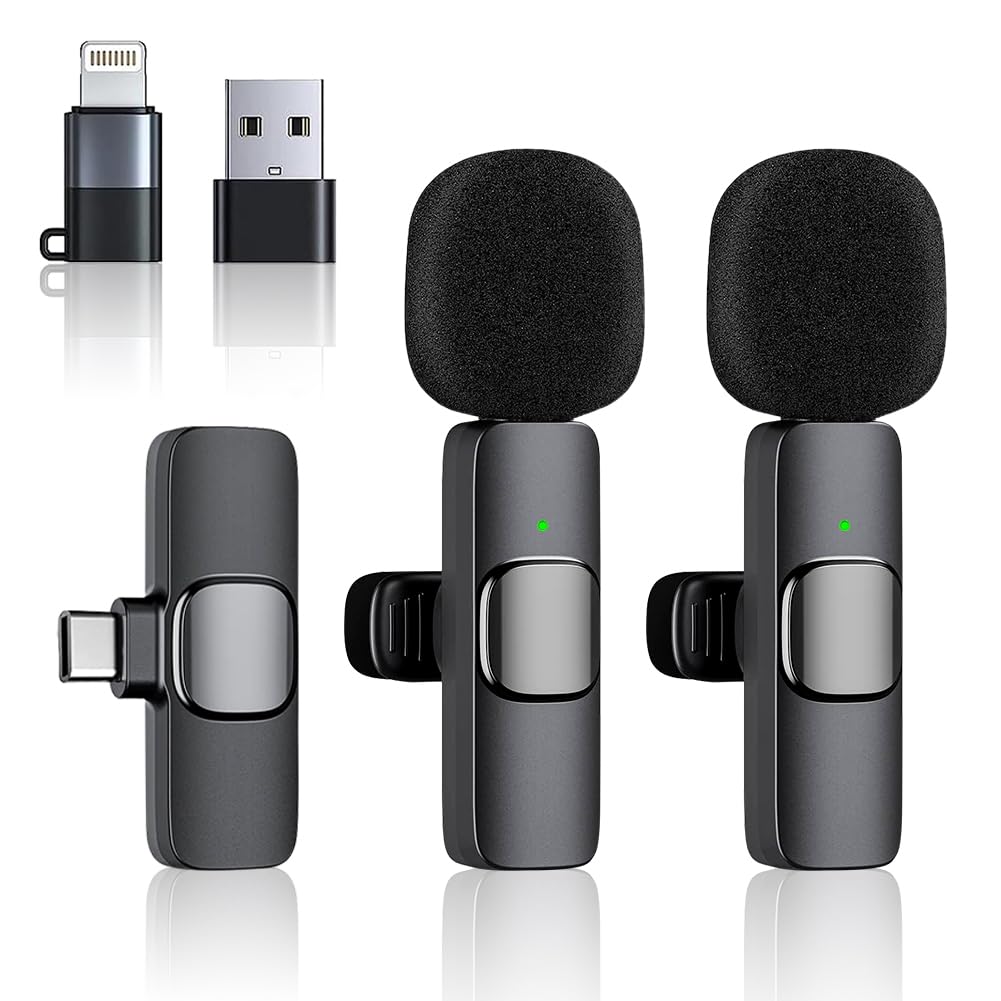 Lavalier Mikrofon Kabellos, Plug and Play Mini Mikrofon Bluetooth, USB C Mikrofone für iPhone IPad Android für Live,Videoaufzeichnung,YouTube,Vlog