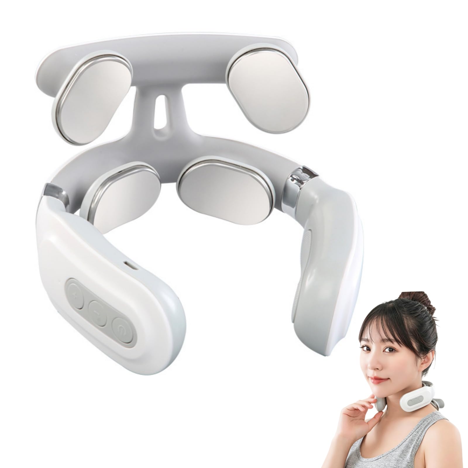Kalivea Cervicalm,Masseur Électrique de Cou Sans Fil,6 Modes de Massage Chauffant,16 Intensités Ajustables,Masseur Portable Ergonomique pour Relaxation Cou et Épaules