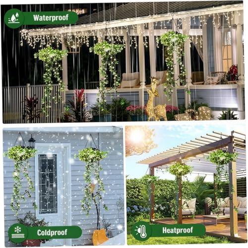 Plantas colgantes solares exterior luces artificiales hiedra impermeable jardín 6