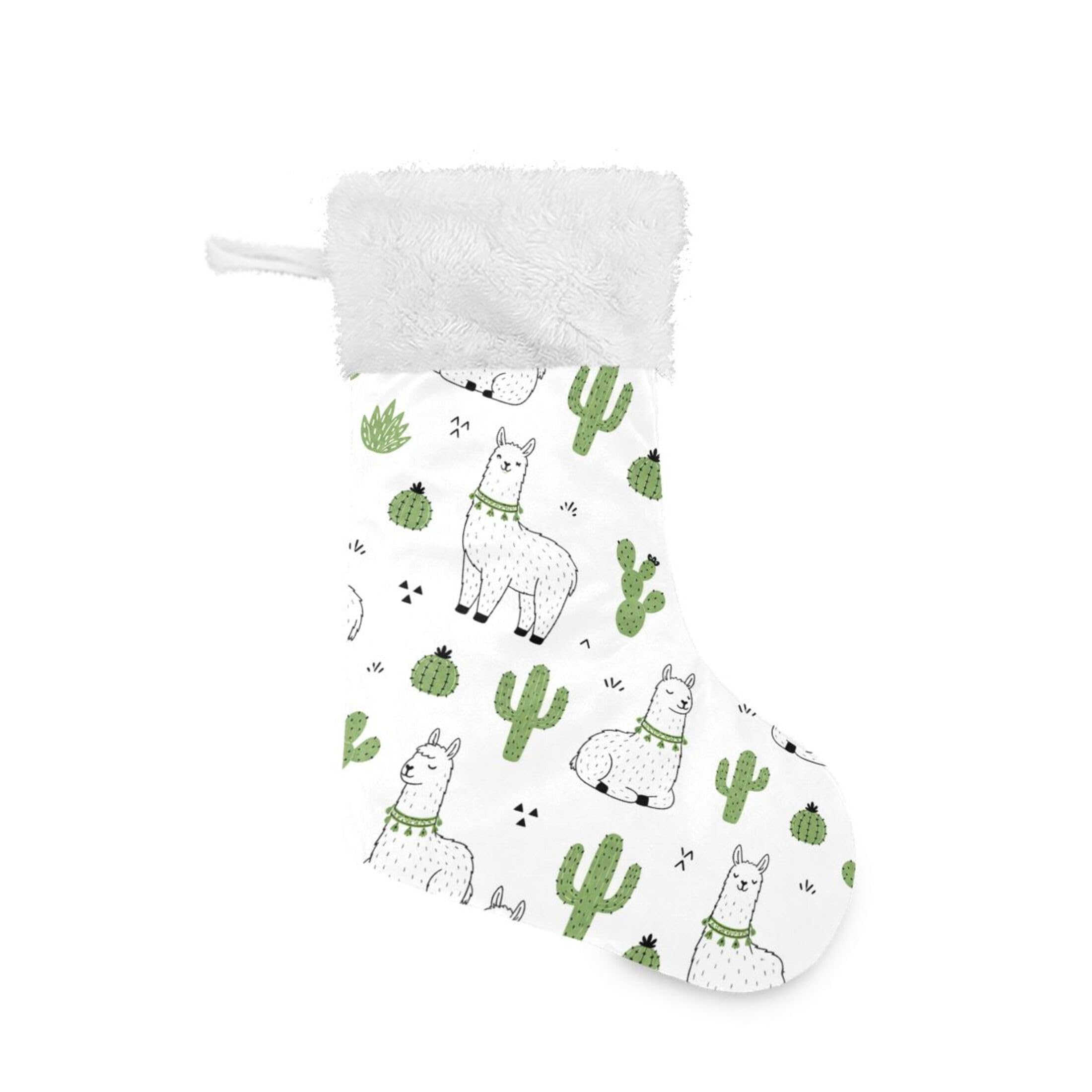Fuauuyl Alpaca Christmas Stocking 18 In Xmas Hanging Stocking with Plush Cuff for Family Holiday Party Fireplace Decorations, 2 Pack