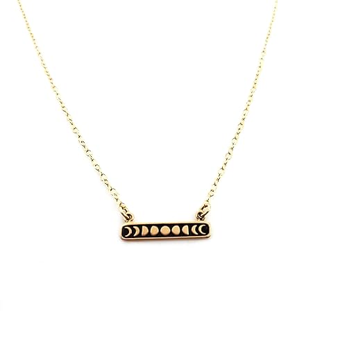 Phases of the Moon Pendant Festoon Charm- Dainty 14k Gold Filled Necklace
