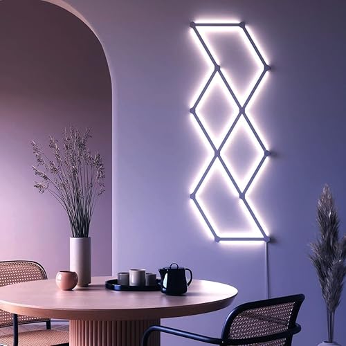 Miniatura 6 de VKTEKLAB Luces LED inteligentes de pared 9 líneas de luz 16  colores sincronización con música iluminación creativa de bricolaje compatible con