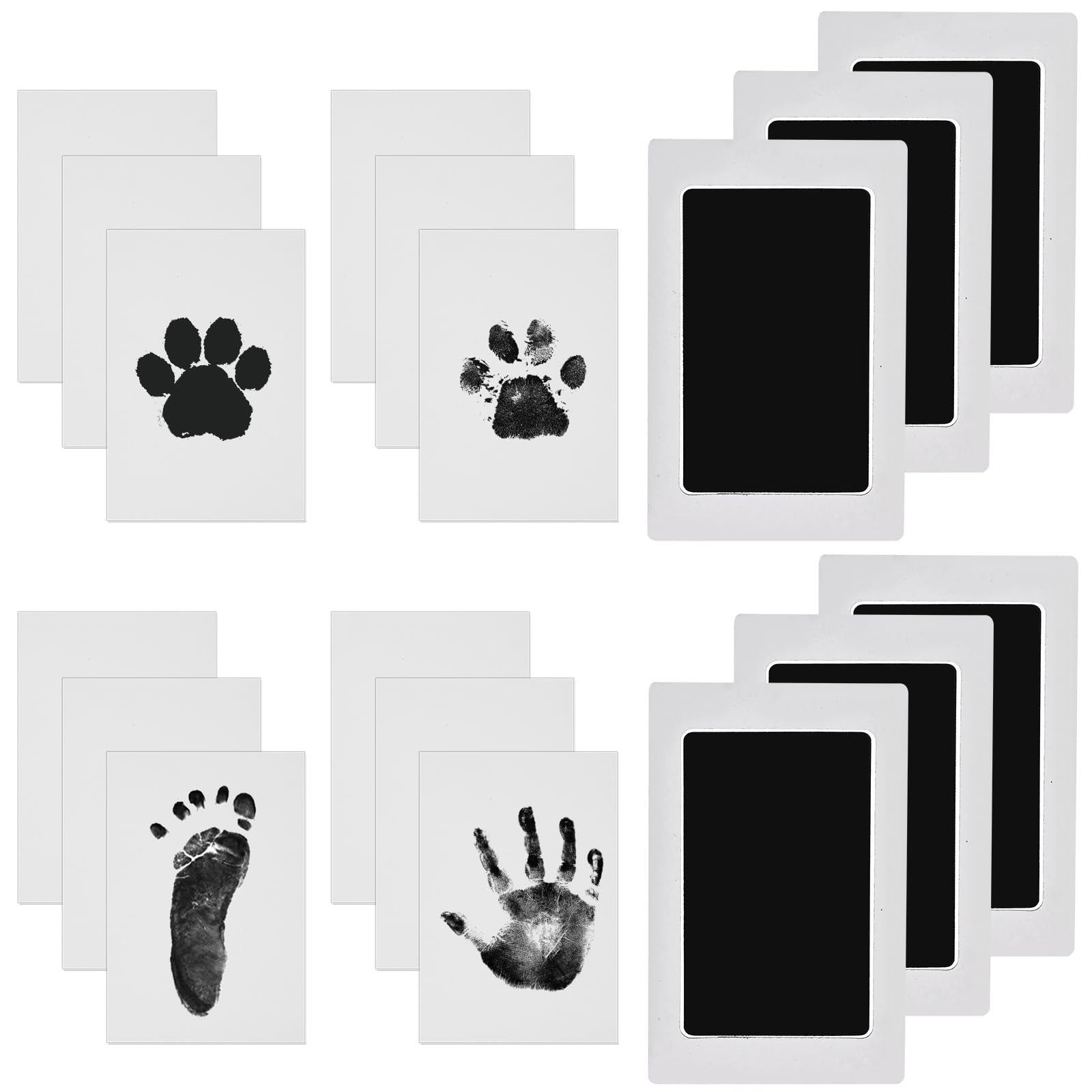Nabance Baby Handprint and Footprint Kit, Safe Non-Toxic, 6 Baby Inkless Print Pads, 12 Imprint Cards, Dog Pet Paw Print
