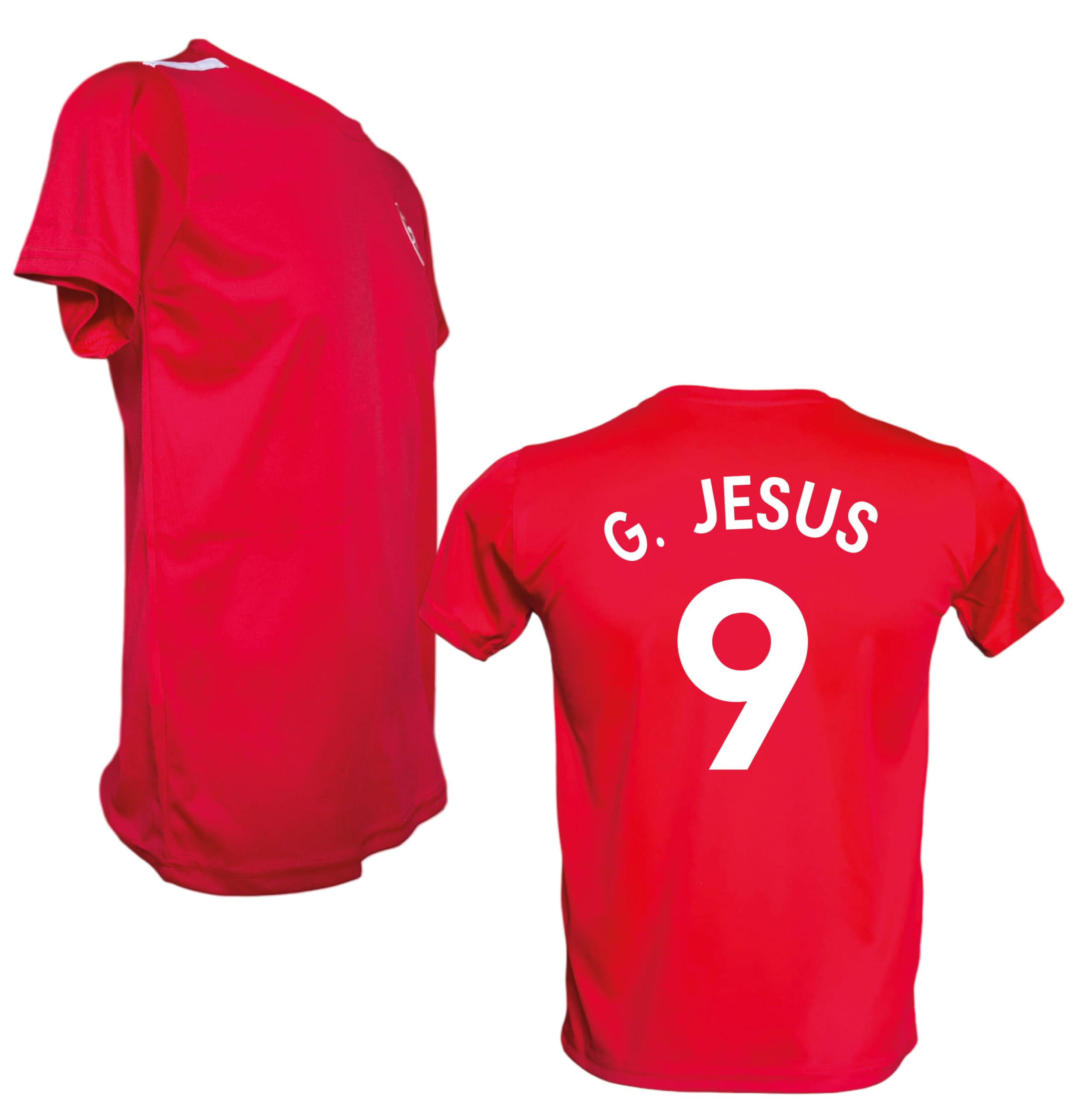 Maglia da Calcio G. Jesus 9, T-Shirt Rossa per Veri Tifosi, Divisa Sportiva da Adulto Ragazzo e Bambino
