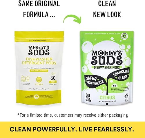 Miniatura 2 de Molly's Suds Cápsulas para lavavajillas Detergente limpio para lavavajillas, corta la grasa y enjuaga limpio (sin residuos) para platos espumosos