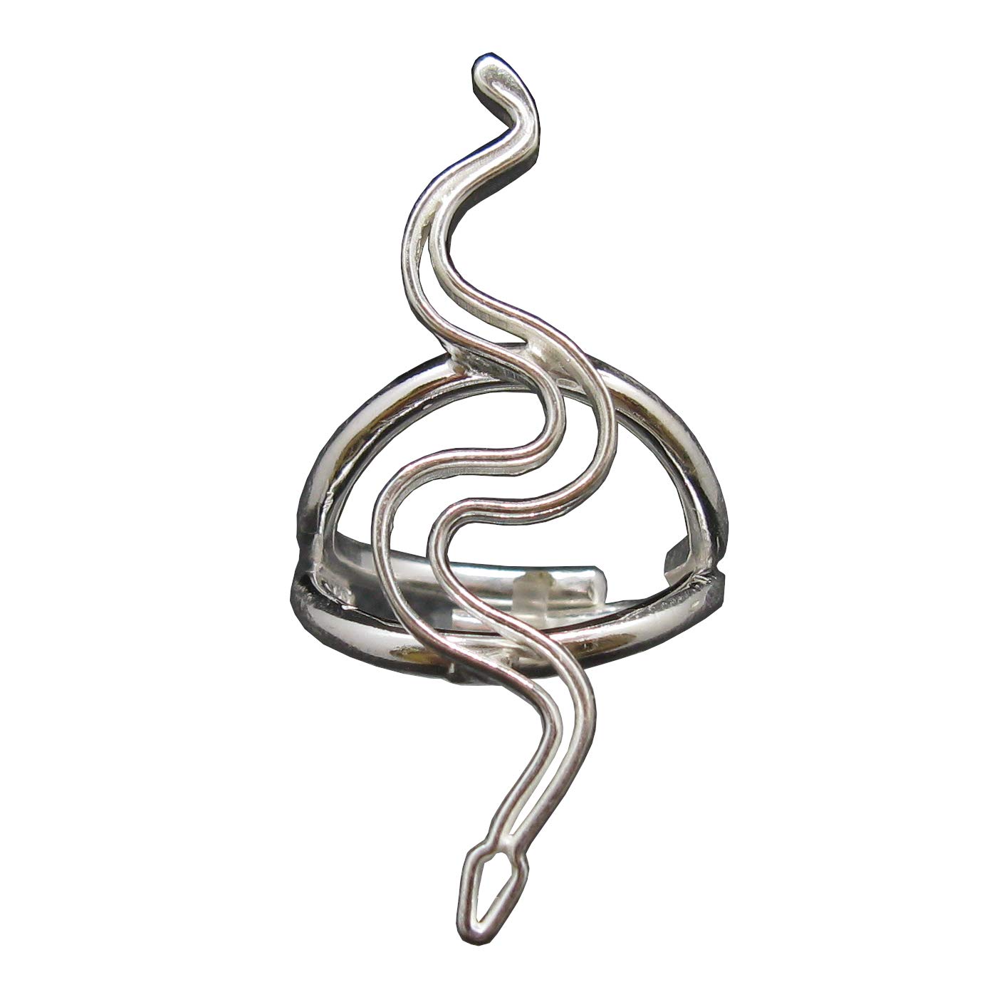 Largo Anillo de Plata de Ley Serpiente Sólido con Distintivo 925 Tamaño ajustable
