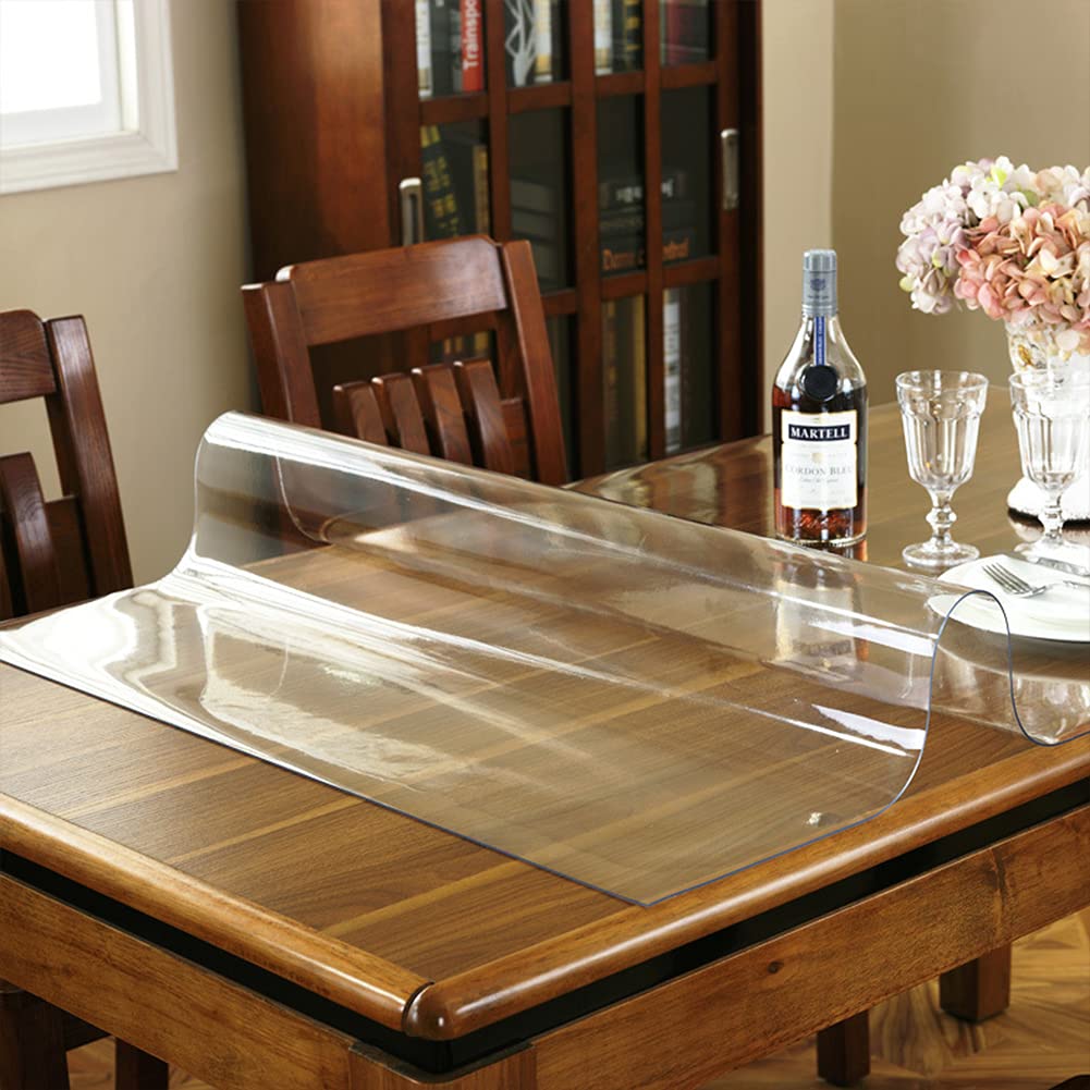 DongBao Protector de Mesa Transparente de 2 mm de PVC, Lavable, Mantel Transparente Rectangular