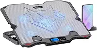 C3Tech Base Refrigerada Gamer para Notebook, NBC-90SI 15,6' cinza, Ajustes de inclinacao em 5 niveis, painel LCD com controle de velocidade em 6 níveis, Led de iluminacao Azul, suporte para celular