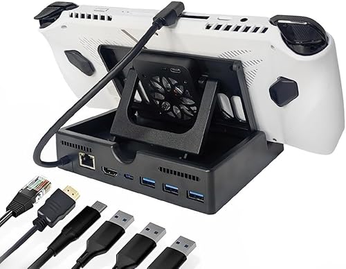 Estación de acoplamiento multifuncional y soporte de ventilador de refrigeración para consola de juegos ROG Ally, multipuerto base 6 en 1 con HDMI