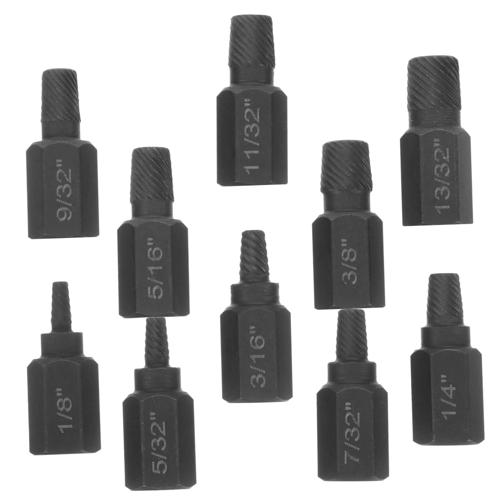 Gadpiparty Screw Extractor Assorted Bolt Remover Stripped Bolt Extractor Accessory Left Hand Drill Bit Set Black 10pc