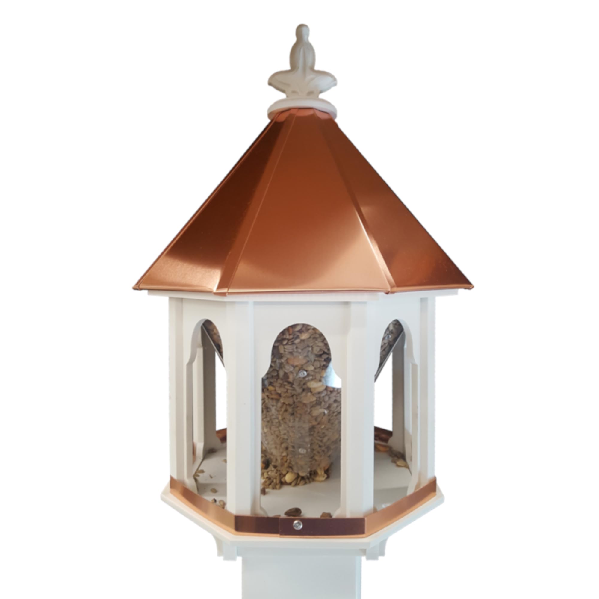 Wild Bird Feeder Solid Cellular PVC Clear Copper Roof (F8C) Made in The USA (3.5" x 3.5" Mount)
