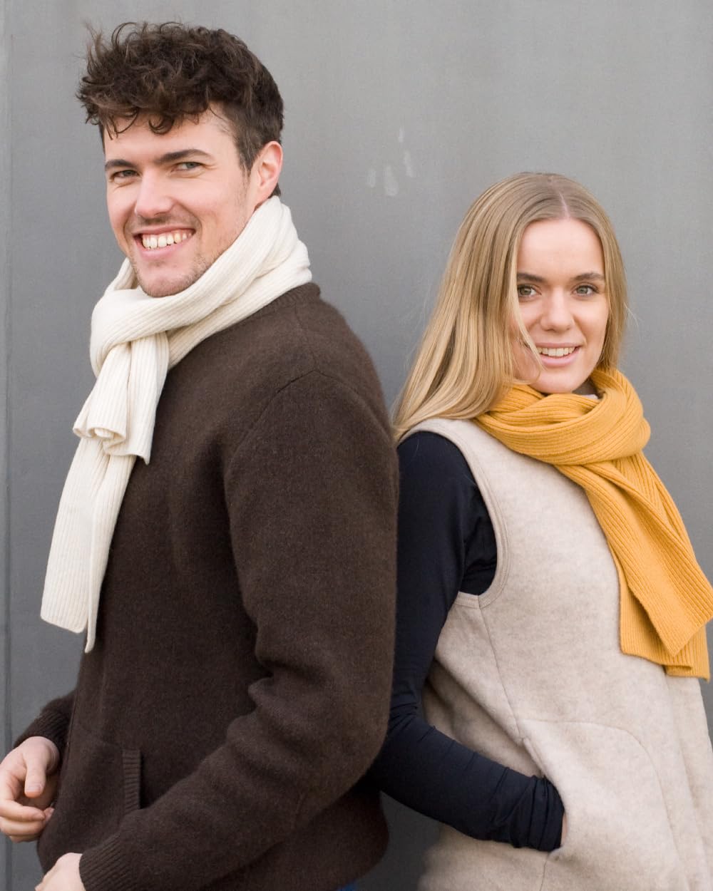 FosterNatur, Damen/Herren Merino Schal feinripp, 100% Wolle Merino extrafein