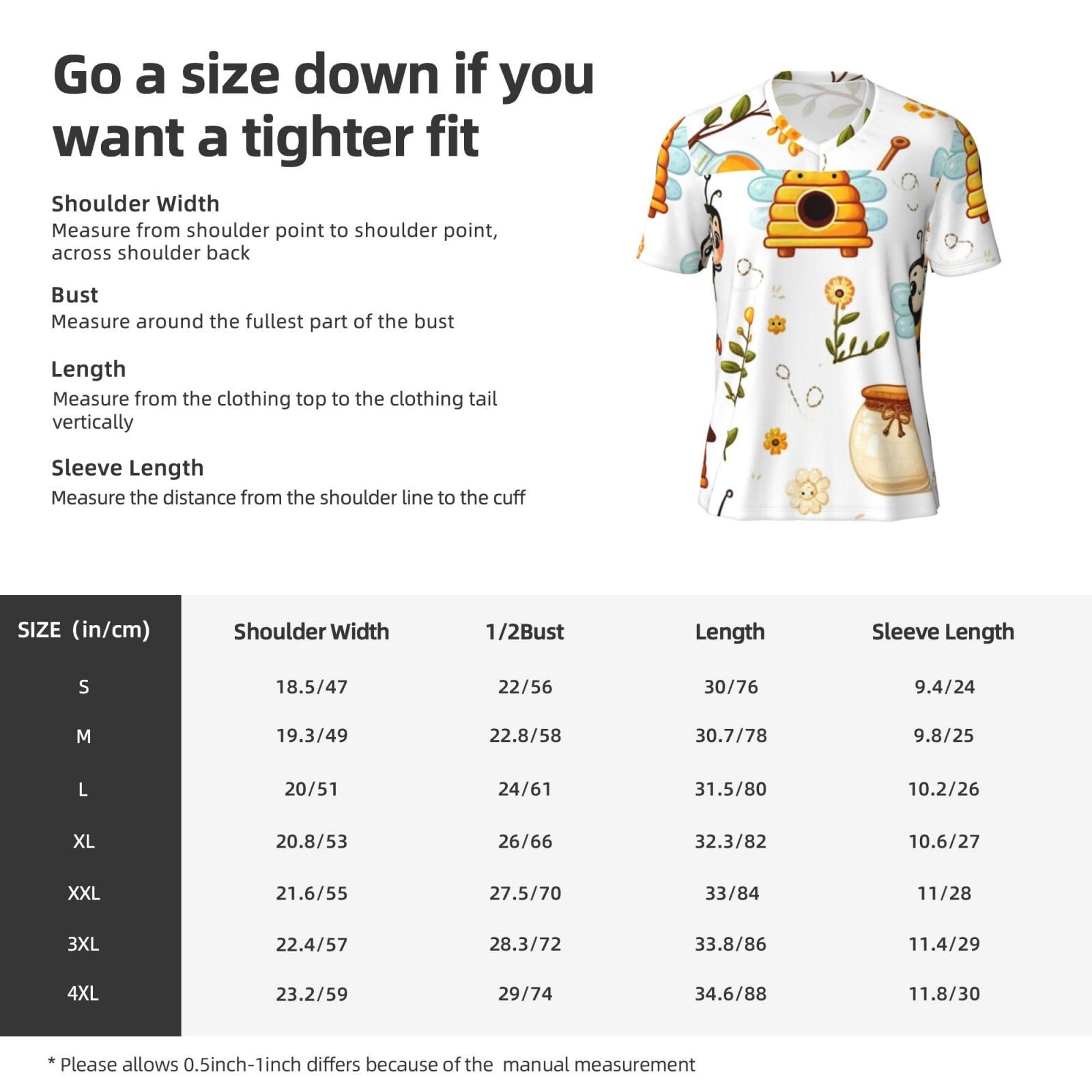 Stylish Athletic Sports Jersey Cartoon-Bee-Honey Men's Rugby Jersey Large Black