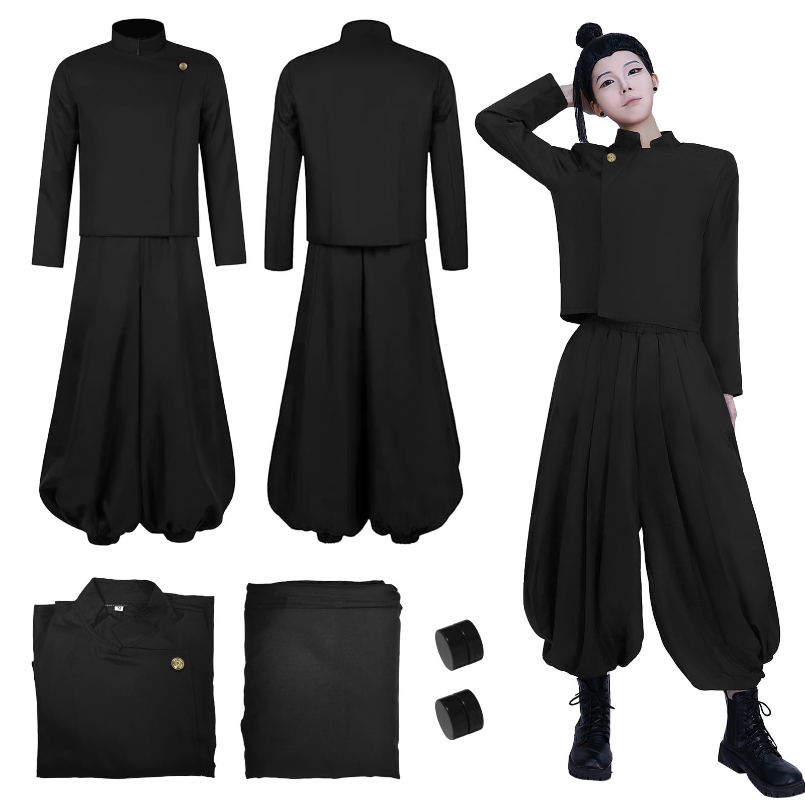 MeYuxg Geto Suguru Cosplay Costume, Anime Cosplay Costume, Adult Anime Uniform Outfits for Carnival, Halloween, Role Play, Stage Performances, Black XL