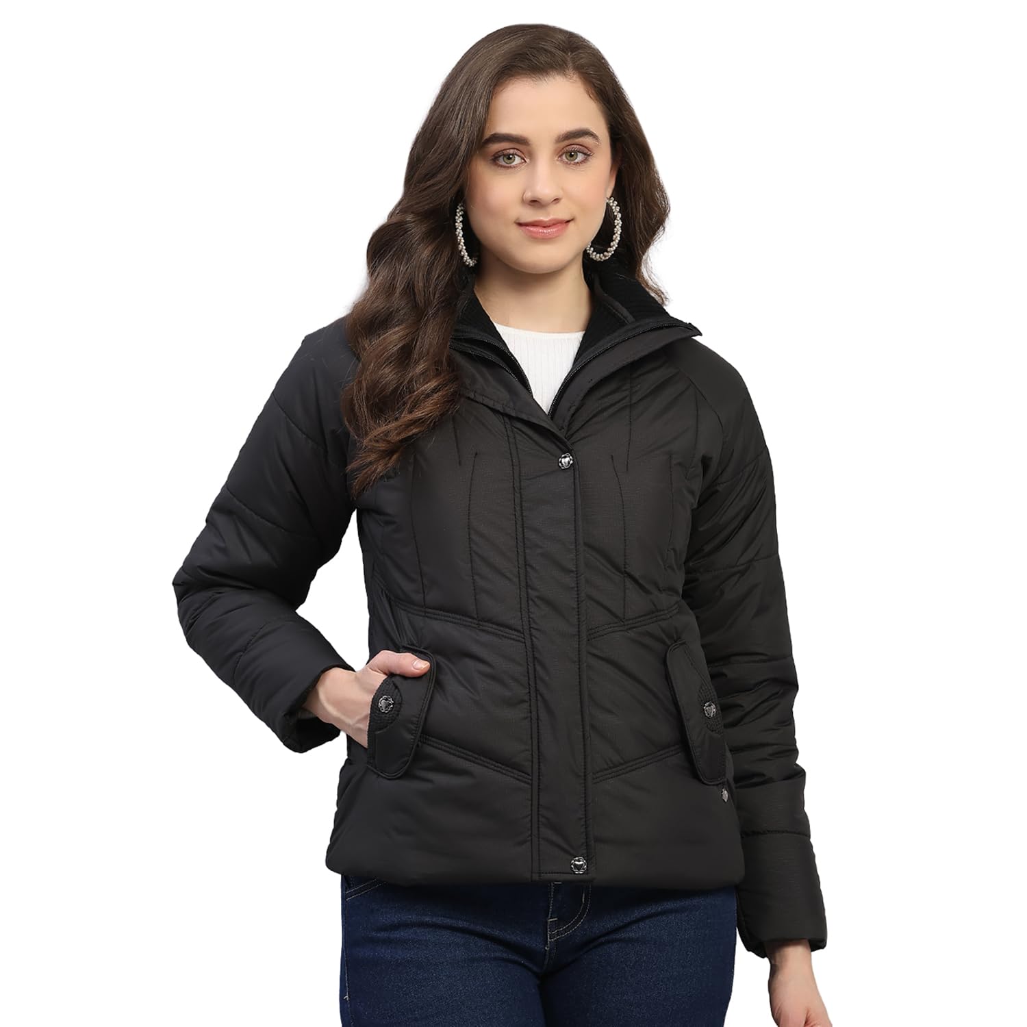 monte carlo Womens Regular Fit Printed Collared Neck Zipper Full Sleeve Winter Jacket Women Winter Jacket | Stylish Zipper Jacket | Casual Winter Wear For Women's (Pack Of 1)-picture-51