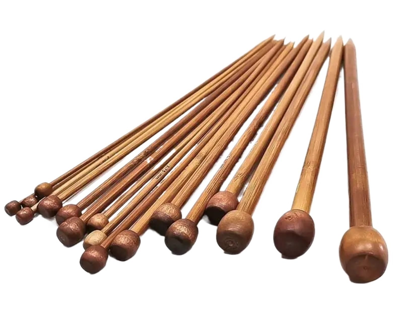 Bamboo Knitting Needles 2set*36pcs Single-Pointed Bamboo Knitting Needles for DIY Crafts Needlework(25cm)