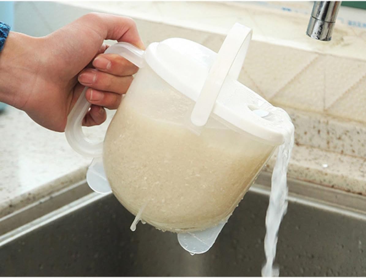 Plastic Rice Washer Bowl for Kitchen Home Use, White image 3