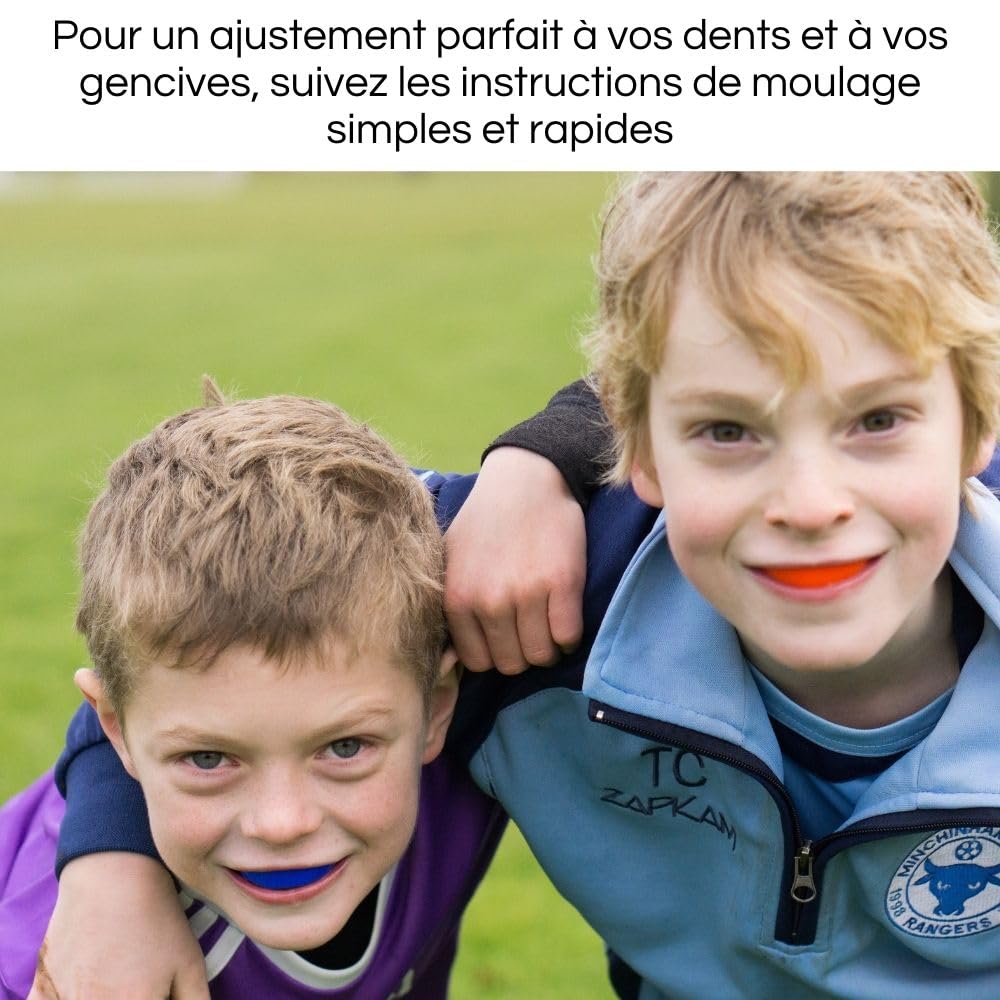 GAME GUARD - Protège-dents pour la boxe, le rugby, le hockey, le karaté, le taekwondo/protège dent pour enfant, junior de 8, 9, 10, 11, 12 ans. Approuvé CE - Protège leurs dents et leurs