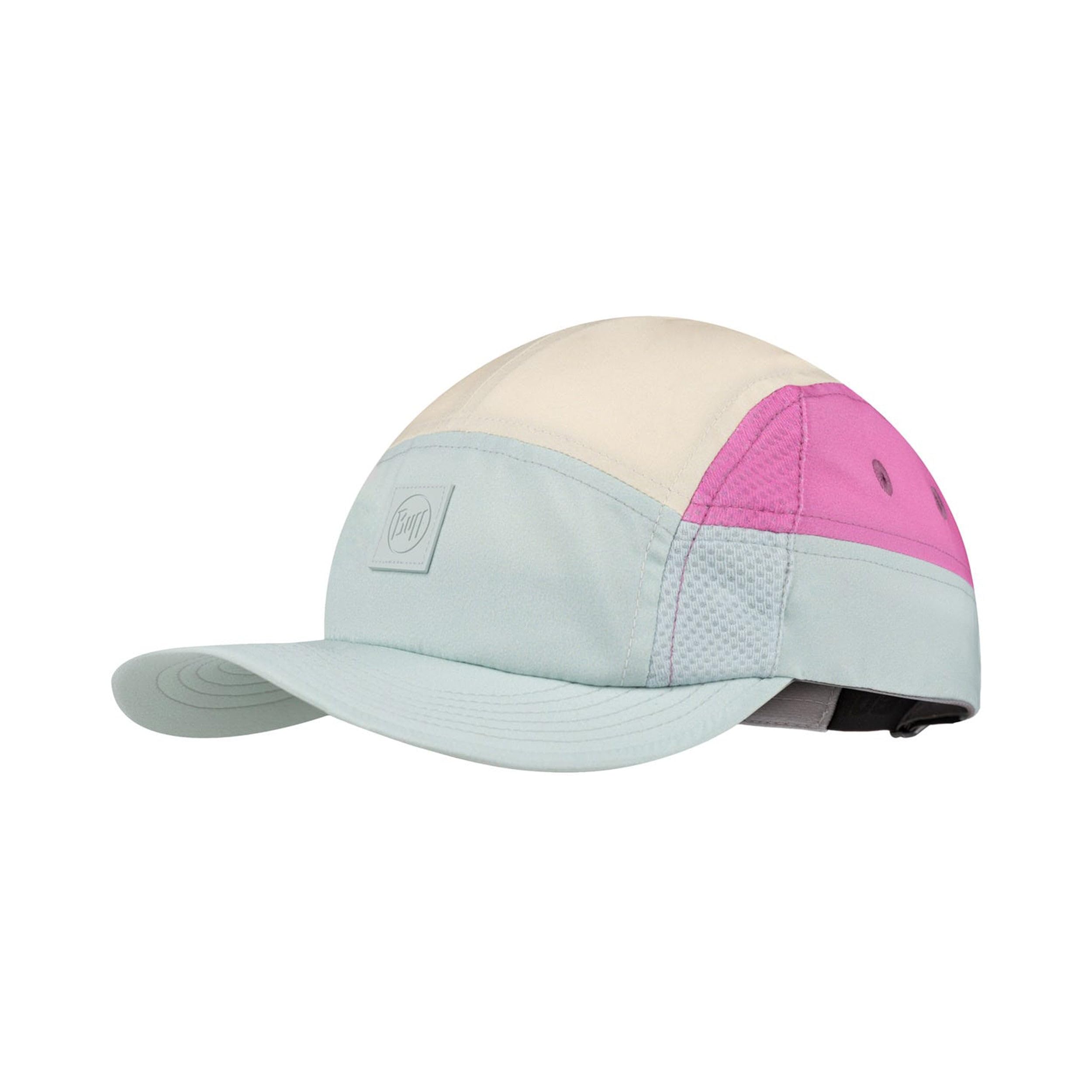 Buff®| Cap 5 Panel Go Men, Women, Adults, Flexible, UPF50, Adjustable, Sustainable, Lightweight, Running, Recycled Materials, Comfortable S/M Pink and Blue
