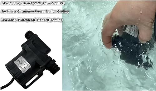 Miniatura 9 de SHYSKY DC50C-2480A 24V Micro Brushless DC Bomba de circulación de agua 86W, velocidadflujo ajustable, 26.2 ft 26ft Lift 634GPH, Circulación continua