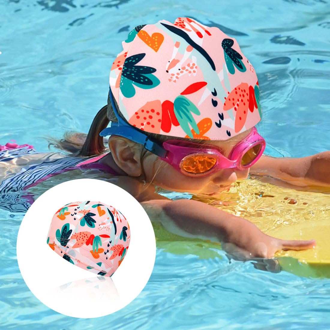 Cuffie Da Nuoto Bambine - 2 Pezzi Rosa In Cotone Elasticizzato | Impermeabili Per 2-8 Anni - Foto 8