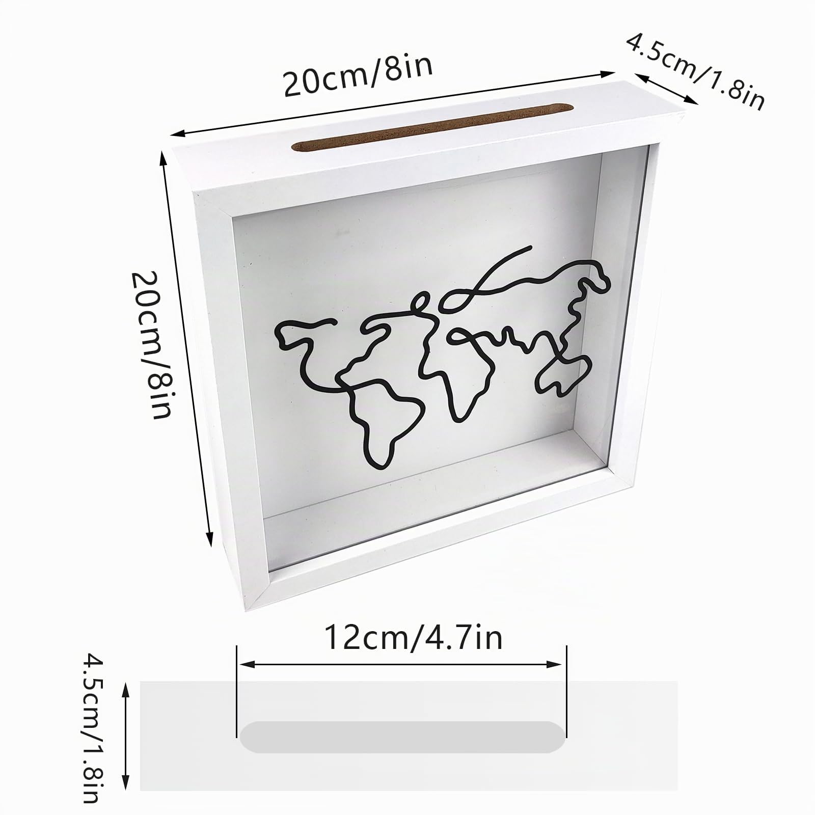 Shadow Box Frame 20x20cm Adventure Archive Box Wooden Memory Box Blanco