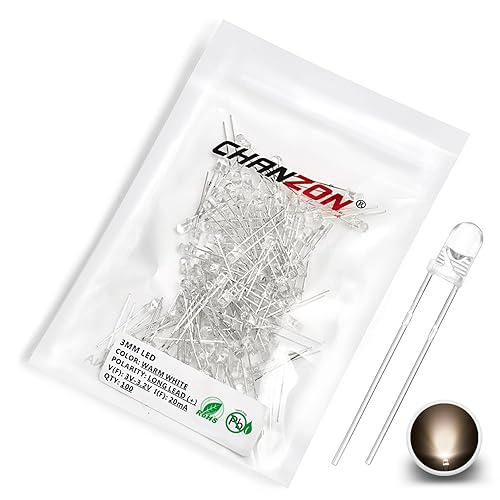 Miniatura 87 de CHANZON 100 unids 0.118 in blanco LED diodo luces (transparente redondo transparente DC 3V 20mA) iluminación brillante lámparas electrónica B)