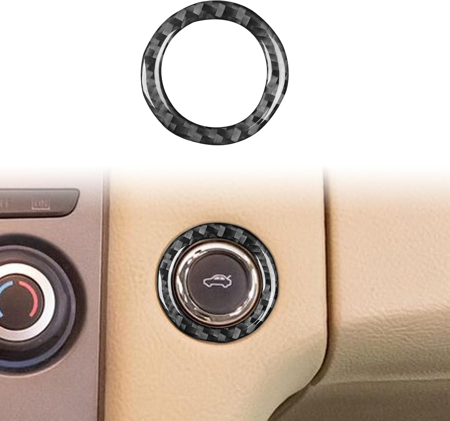 Real Carbon Fiber Fit for Ford Taurus SEL/Limited/SE/SHO 2013-2019 2014 2015 2016 2017 2018 Accessories Car Rear Trunk Switch Control Button Ring Cover Interior Trim Sticker Decal Black 1PC