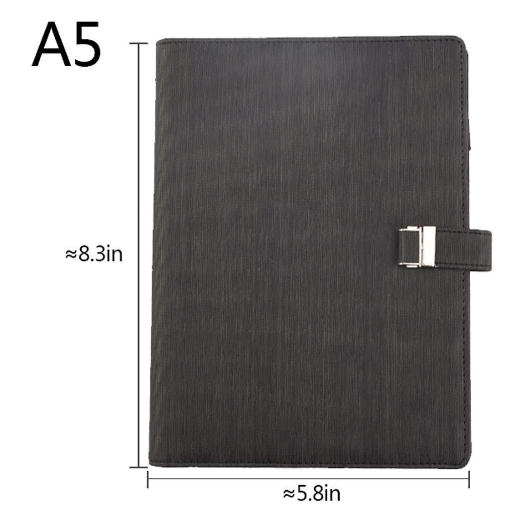 Cahier Notebook à Feuilles de Journal A5 Puce Notepad en Cuir Diarrière de qualité supérieure de 6 Trous Amovible for Fournitures de Bureau à Domicile Bureau et Maison (Color : Black)