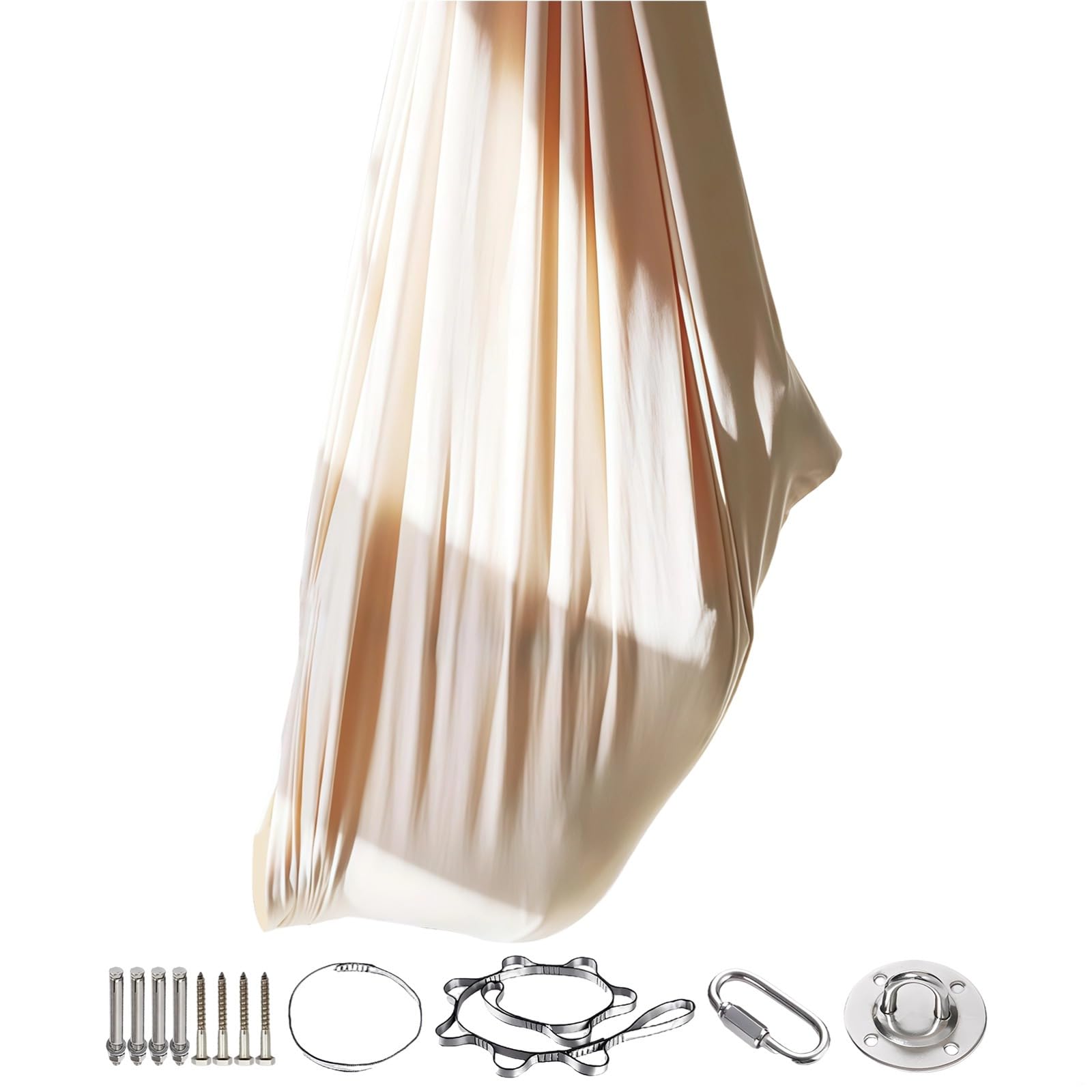 Funabridge Sensory Swing, 59.1 X 110.2 In, Beige Indoor Yoga Hammock, 2000 Lbs Load, For Kids & Adults, With Hardware, Polyester Fabric