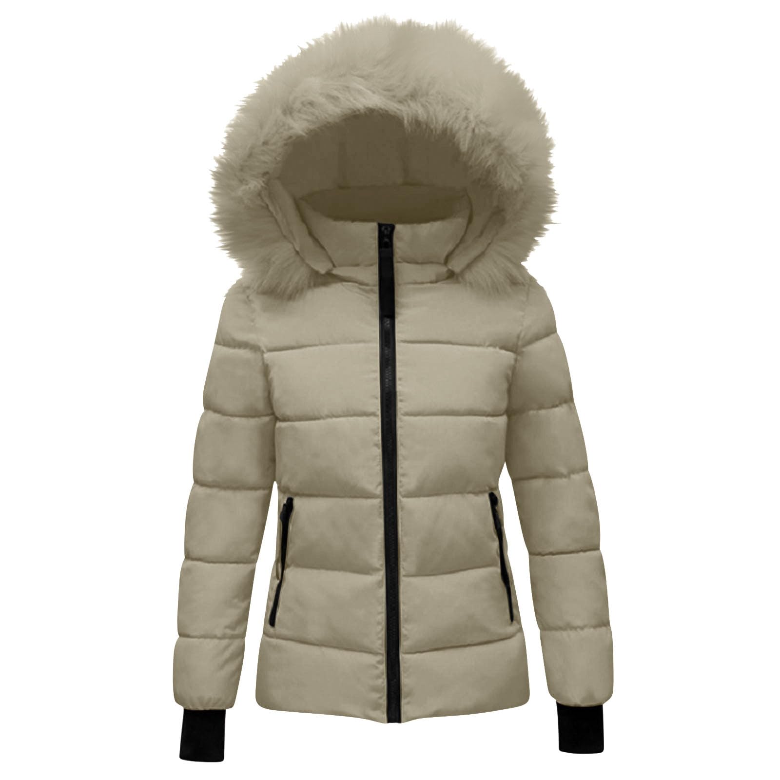HAOLEI Chaqueta Mujer Invierno,Abrigo Acolchado Mujer con Capucha Desmontable Grueso Cálido Cazadora Acolchada con Cremallera Completa Color Sólido Caliente Cómodo Abrigos Plumas a Prueba de Viento