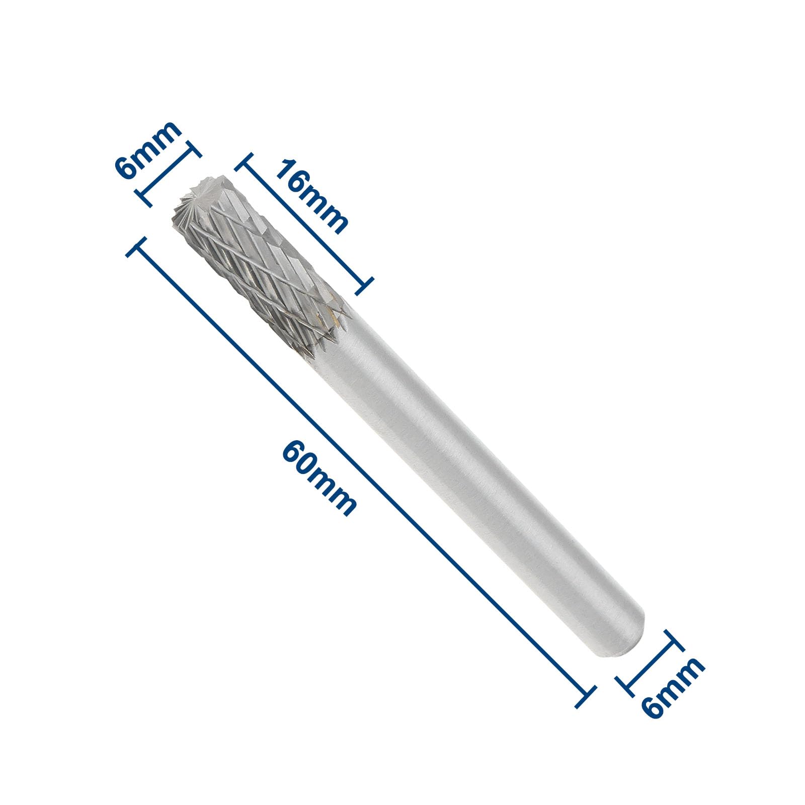 VGOL 1Pc 6mm x 16mm x 60mm Carbide Die Grinder Bits 6mm Shank 16mm Tip Cylinder Shape Rotary Carbide Burr Tool for Wood Soft Metal Polishing Carving - Image 4