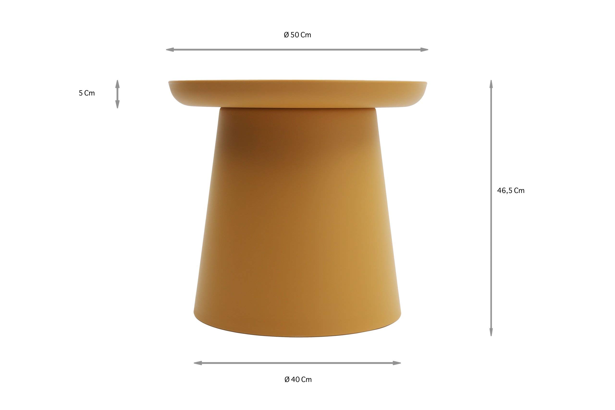 KONTE.DESIGN Tavolino IBIZA rotondo in polipropilene, Giallo, 50x50x46 cm