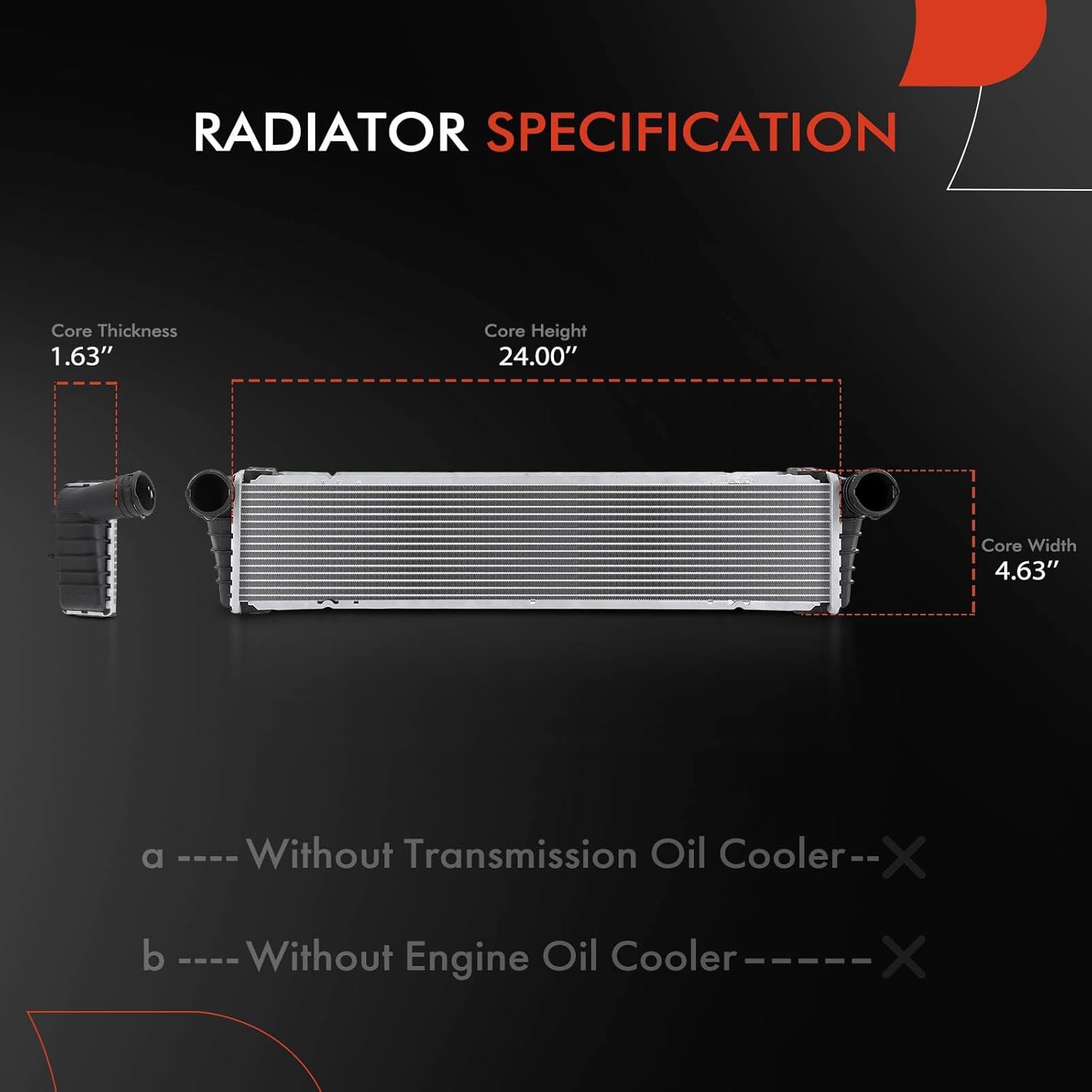 A-Premium Auxiliary Additional Center Cooling Radiator Compatible with Porsche 911 2005-2012, Boxster 2005-2012, Cayman 2006-2012, 2.7L 2.9L 3.2L 3.4L 3.6L 3.8L