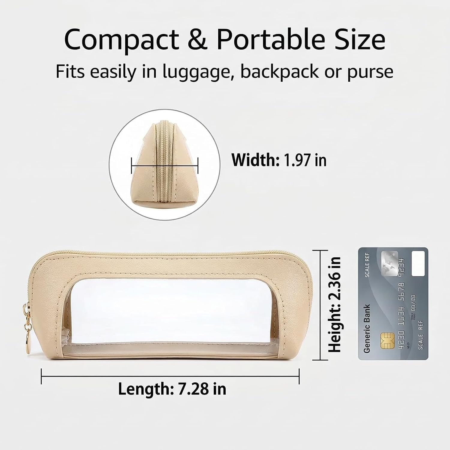 2Pcs Makeup Brush Bag Transparent Waterproof Cosmetic Pouch, Double Sided Clear Travel Makeup Case, Toiletry Brush Storage Organizer for Travel, Vacation (Off-white& Black)