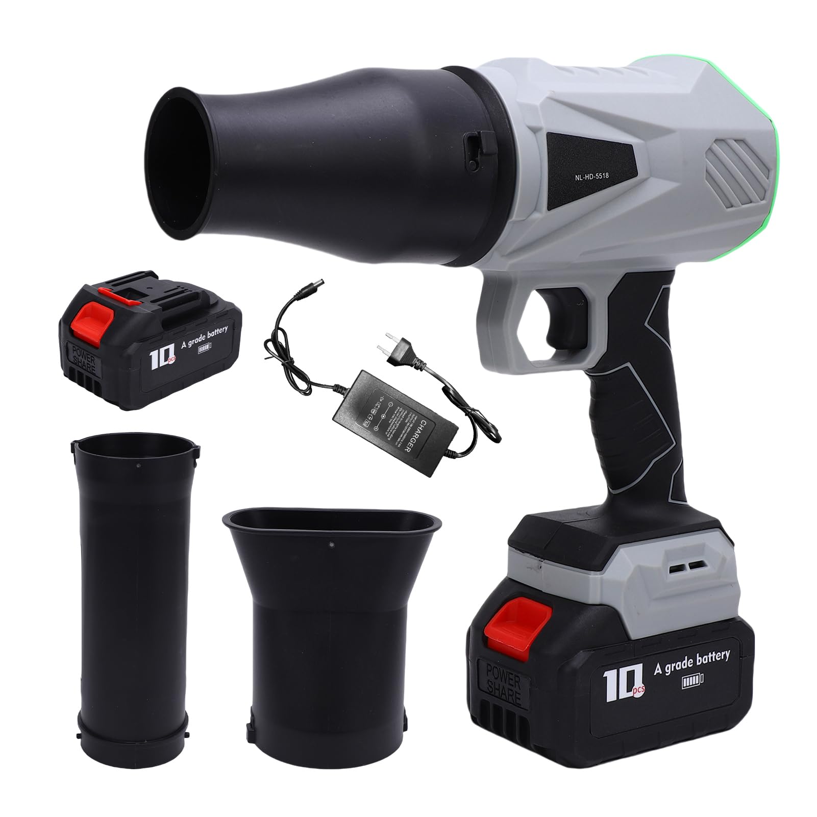 Ventilador eléctrico Turbo de Alta Potencia Soplador de Hojas inalámbrico con 1280 g de presión de Viento Motor sin escobillas de 33000 RPM Soplador de Mano liviano de Velocidad (Verde)