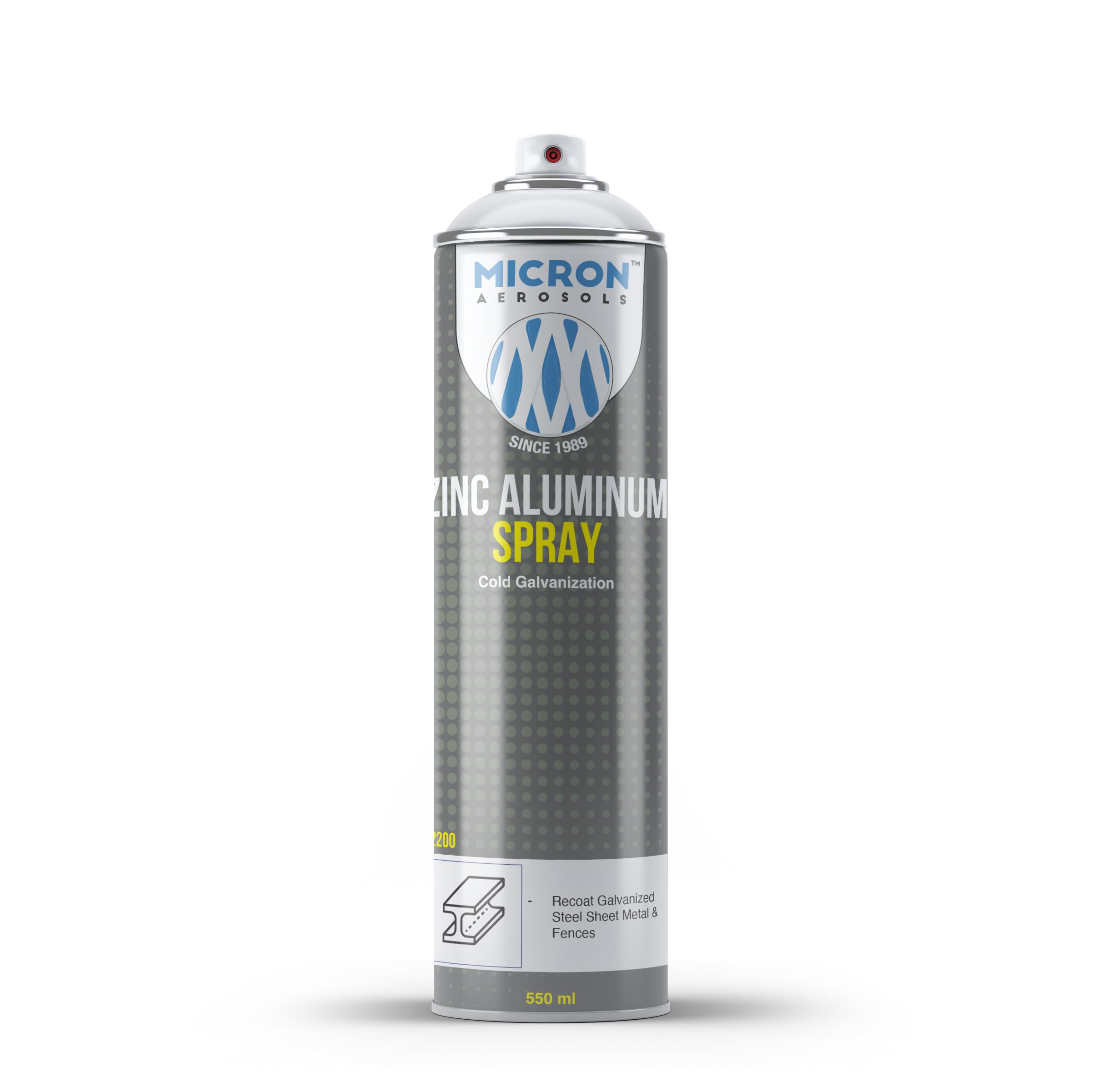 Micron Aerosol Zinc Aluminium Cold Galvanizing Spray (Bright Silver Coating), Grade 3060 (350g/500 ml) - Excellent Corrosion Protection & Weather Resistance for All Metal Surfaces
