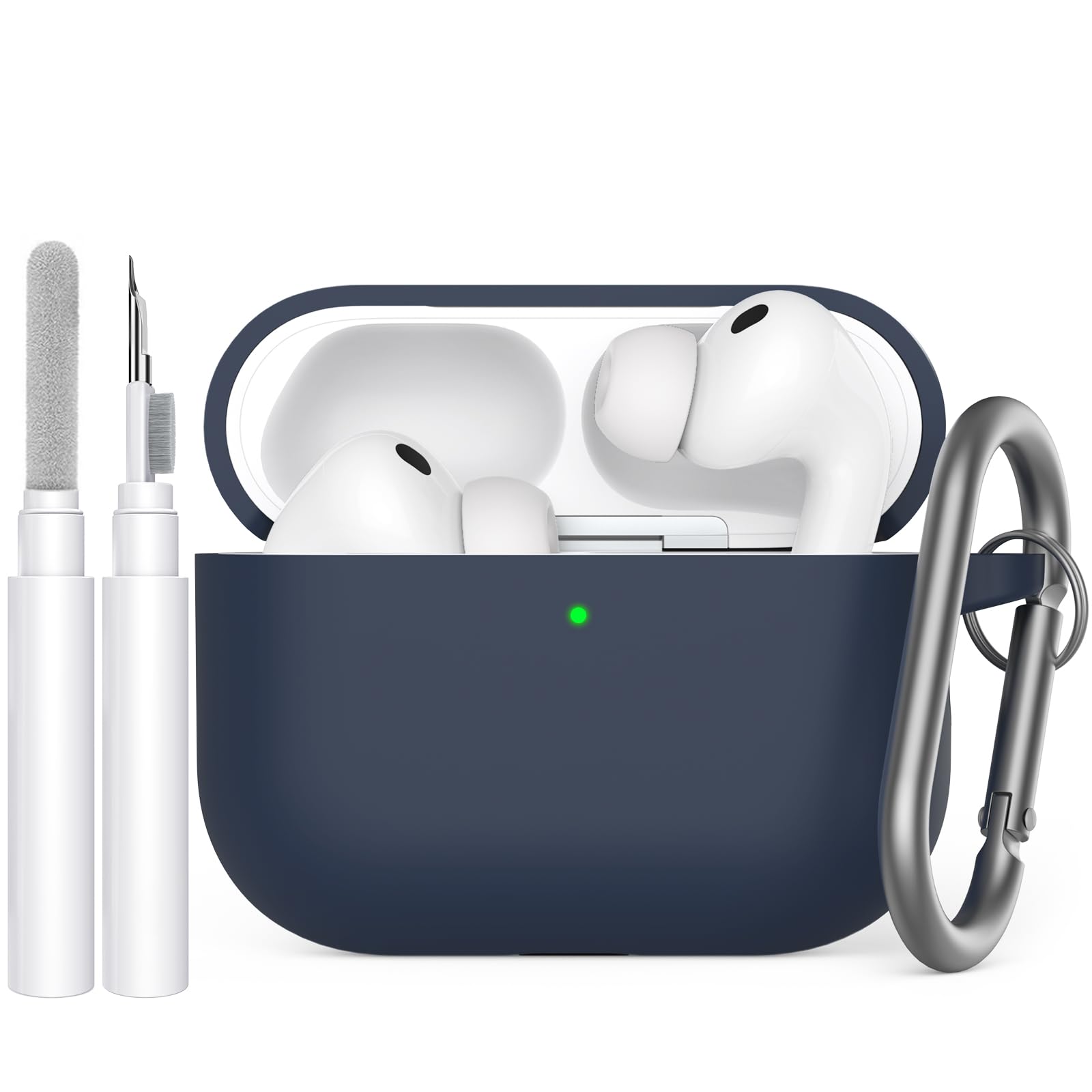 AhaStyle Hülle für AirPods Pro 3 (2025) Mit Reinigungsstift Weiche Silikon AirPods Pro 3. Generation Case [Mit Karabiner und Handschlaufe] Vollständige Stoßfeste Schutzhülle für Apple AirPods Pro 3