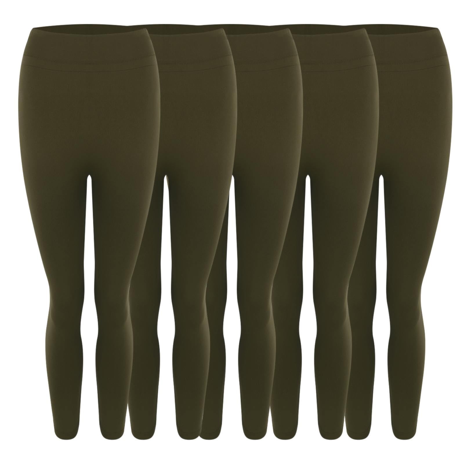 Lot de 5 leggings d'entraînement de couleur unie - Bas extensibles - Chaud à l'intérieur - Velours fin - Legging skinny - Bas pour femme