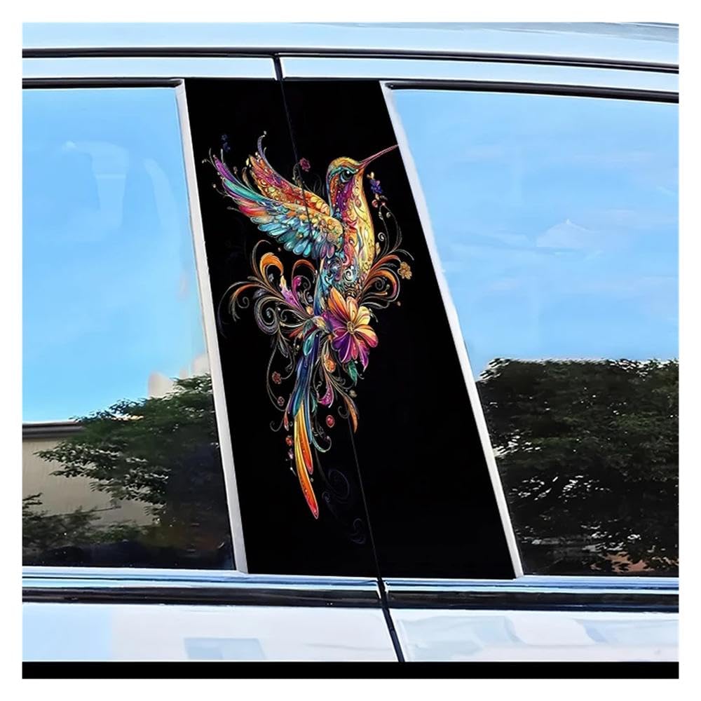 Dabhuoc One Color Car Parts 2Pcs Car Door Post Decals Hummingbird Pattern Scratch Resistant Film