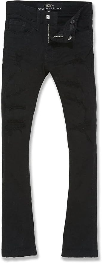 Jordan Craig Boys Stacked Fit Denim with Shreds Jeans Black