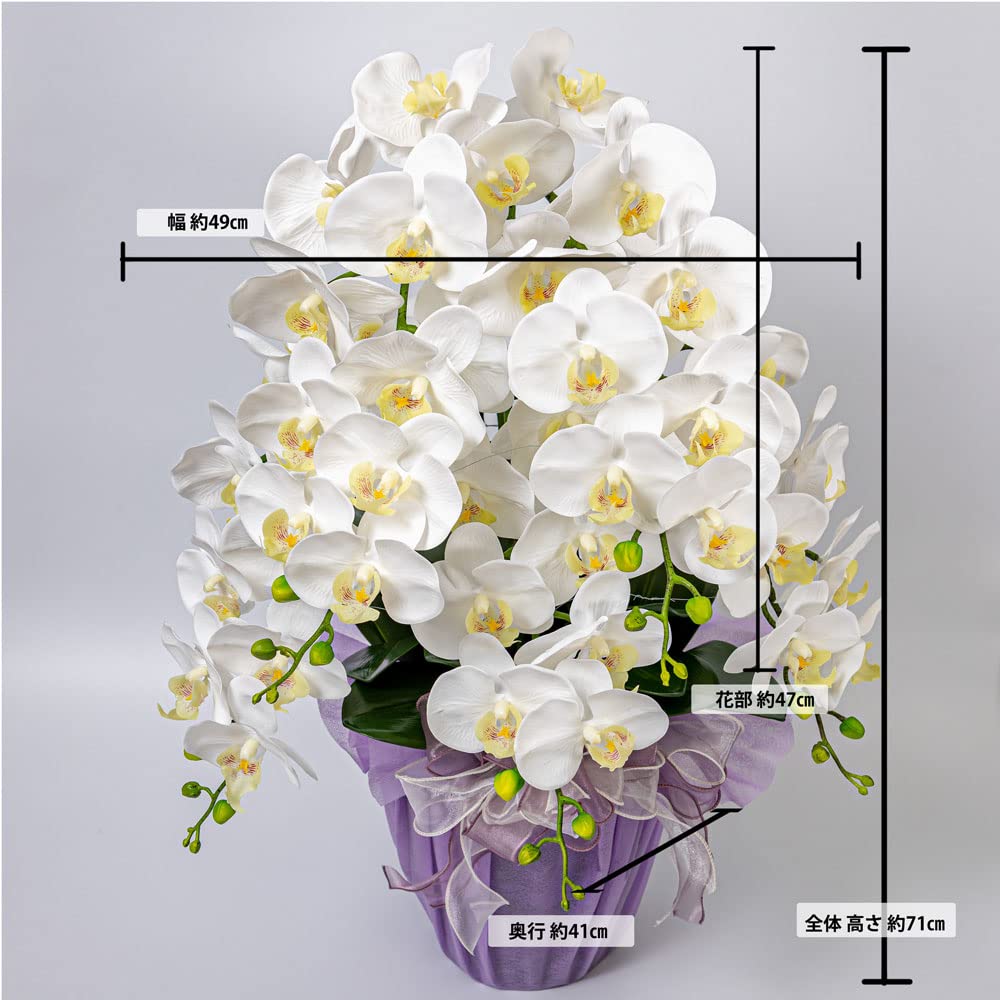 Amazon｜胡蝶蘭 5本 白 造花 1個 花瓶付き 立札 メッセージカード