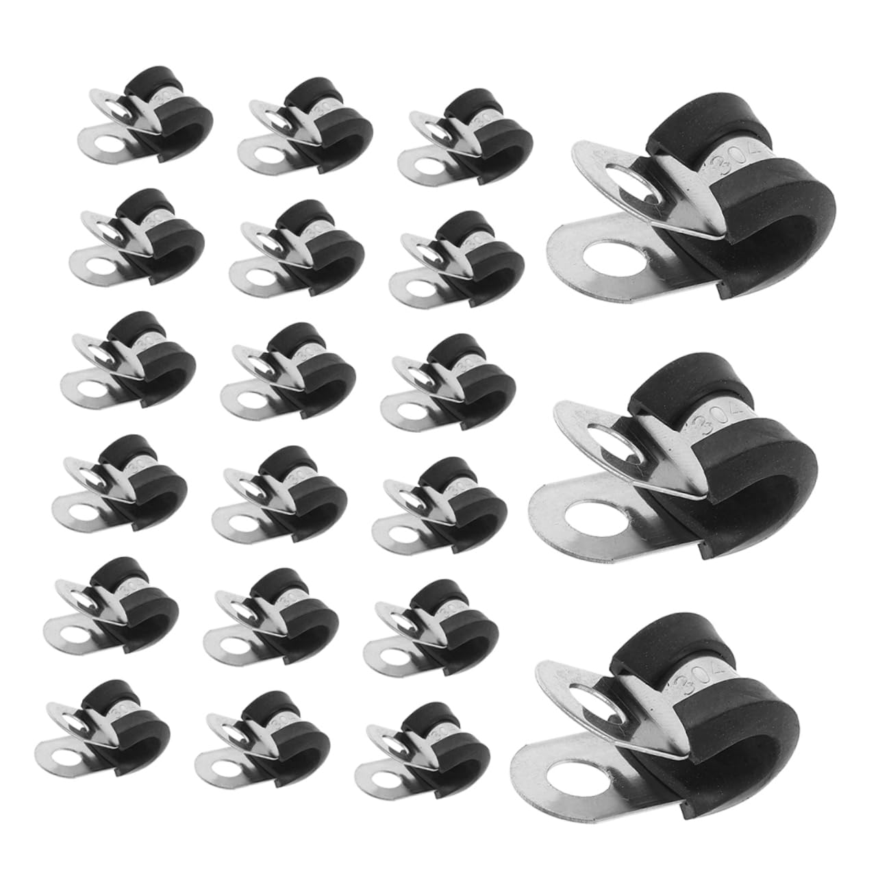 NULYLU Stainless Steel Management Clamps 100pcs Pipe Clamp Set R-shape Design