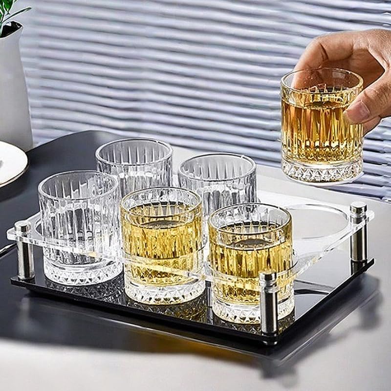 Kristallgläser 6-teiliges Set, Weingläser, transparente Glasbecher, exquisite Cocktailgläser, Whiskyglas, Bar, Brandy-Bierbecher(100ml)