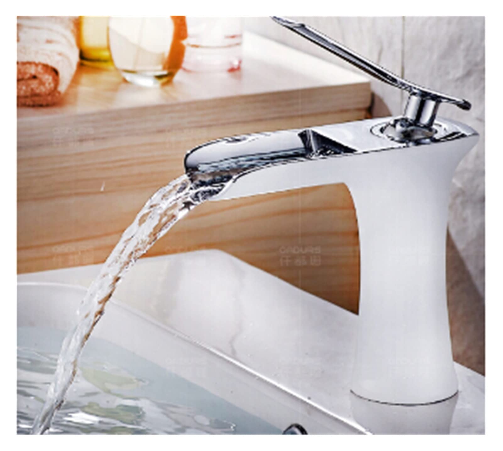 Antique Basin Faucets Waterfall Faucet Bathroom Faucet Single Handle Basin Mixer Tap Bath Antique Faucet Brass Sink Water Crane Easy to Install(Bianco)