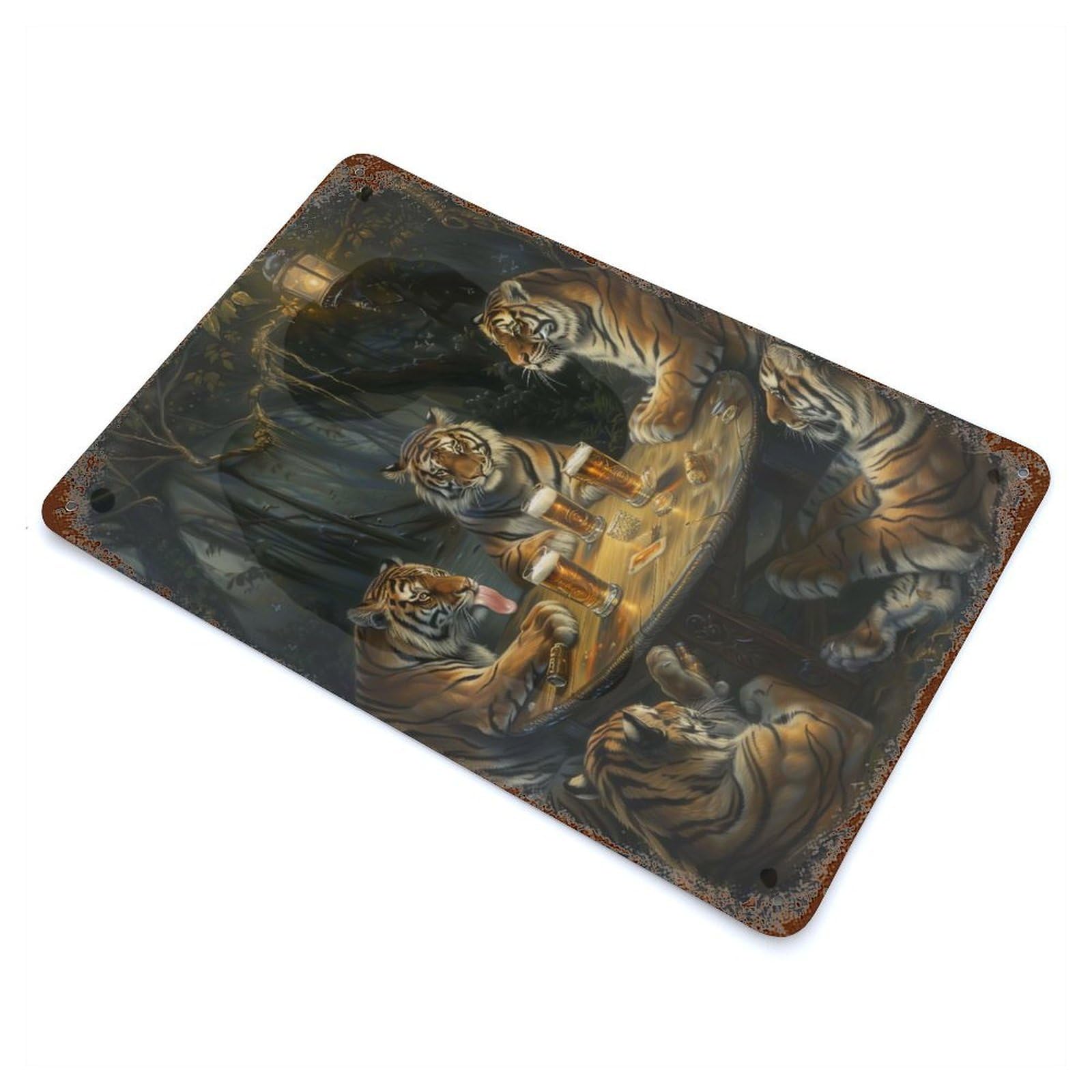 Garage Style Tigers Beer In Tavern Aged Metal Wall Plaque 11.8"x7.9", Farmhouse Wall Decor for Bar And Workshop
