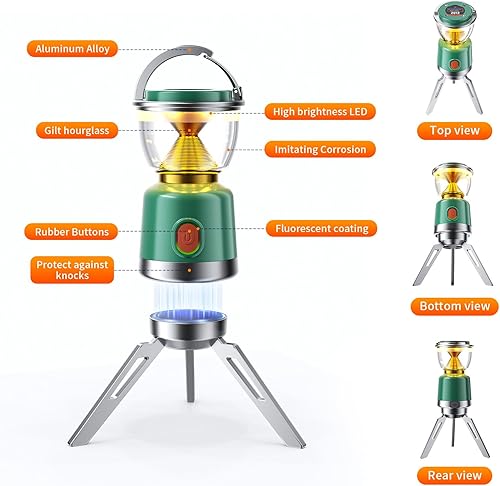 Miniatura 3 de Linterna de campamento, luces de campamento de aleación de aluminio, 5 modos de iluminación, linterna portátil para cortes de energía, emergencia,