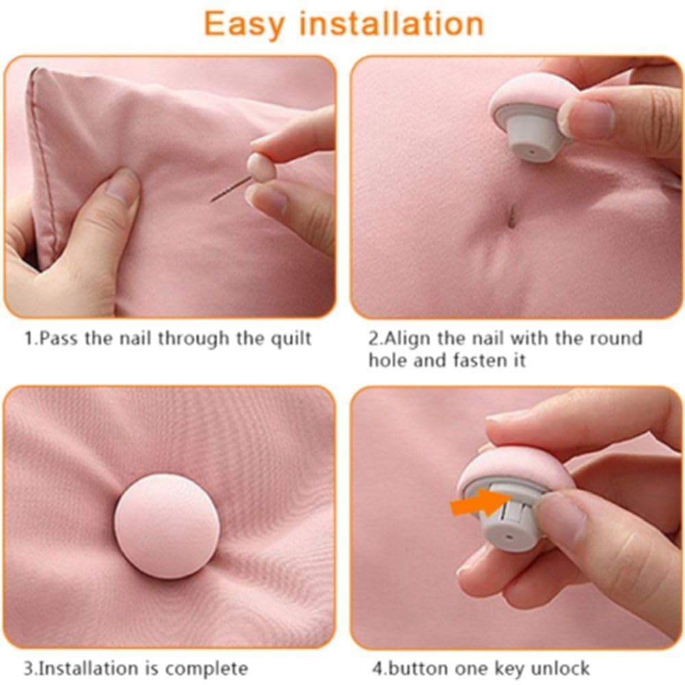 Thea Duvet Clips | Round Fixing Clips with Buttons | Non-Slip Quilt Holder | Double Sided Pin Fasteners for Linen, Fabric, Buttons, Quilt, Blanket, Cushions, Curtains (Pack of 8) 2