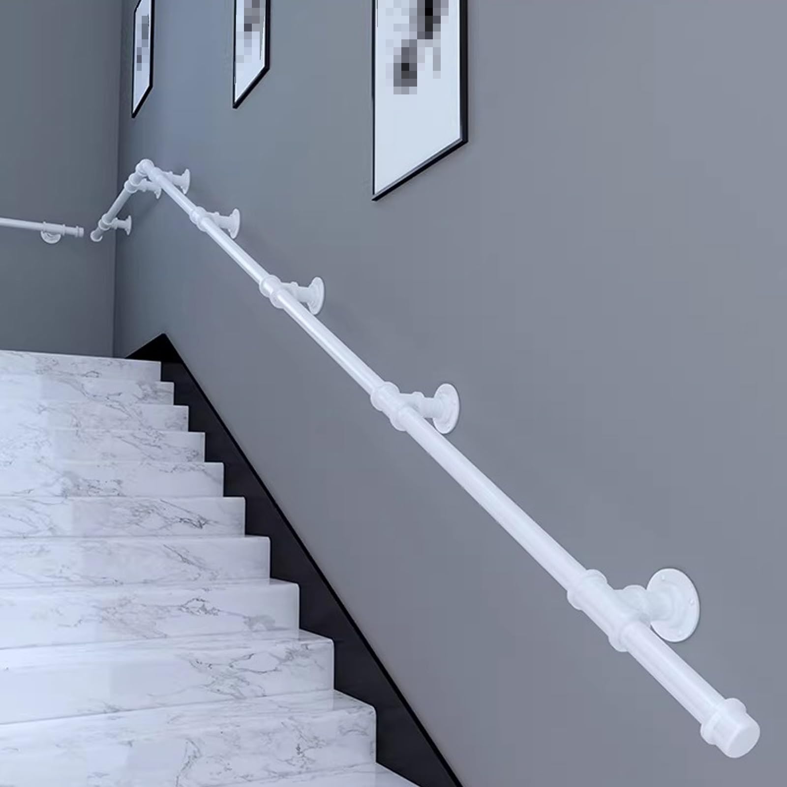 Przemysłowe metalowe poręcze schodowe, naścienne balustrady do schodów wewnętrznych, poręcz schodowa, uchwyt do budynku domowego lub komercyjnego (czarne, 210 cm)